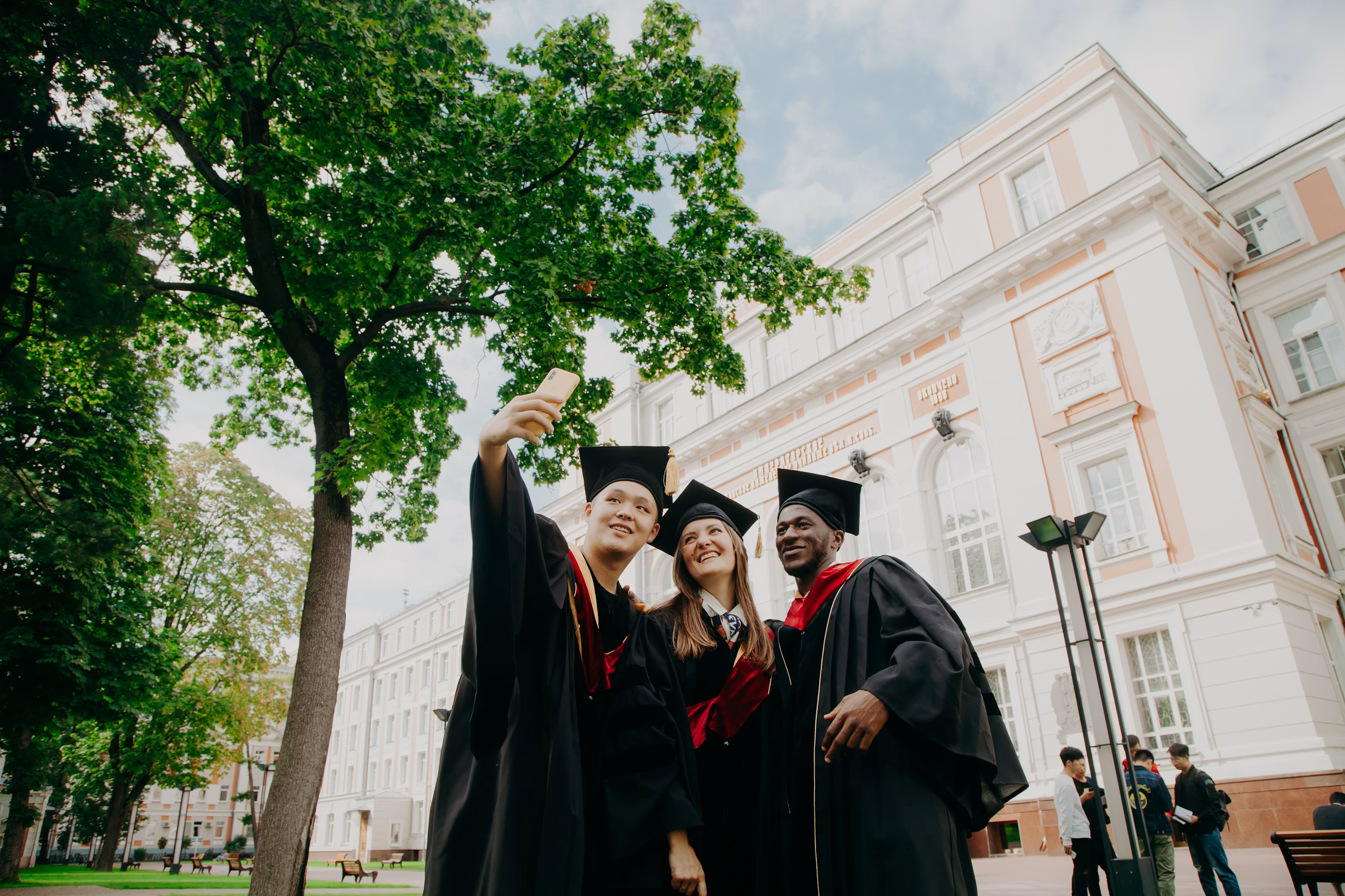 Students celebrating graduation
