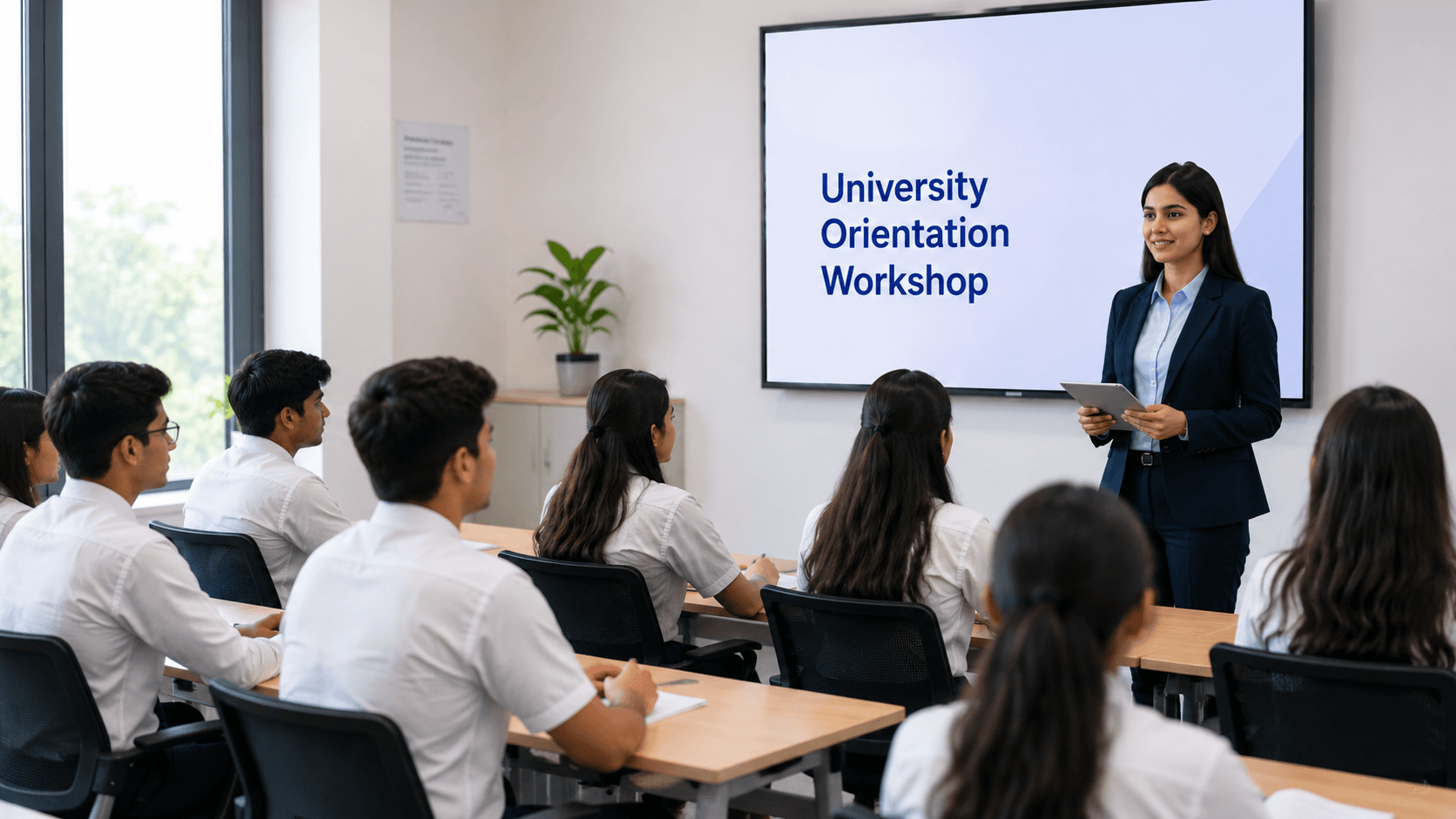 University orientation workshop in a school